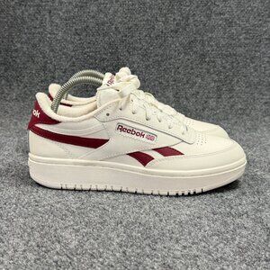 Reebok Club C Double Revenge Sneakers Women's 8 Chalk Classic Burgundy Retro